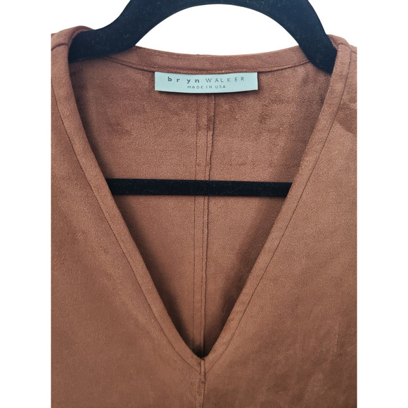 Bryn Walker Top Size XXS Oversized Baxter Faux Suede V Neck Sequoia Lagenlook - Picture 2 of 5